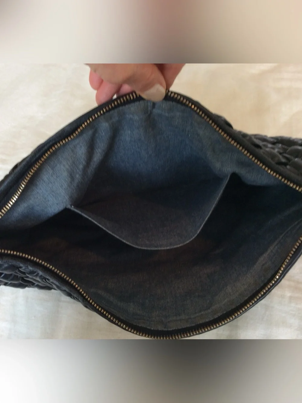 Clare V. Moyen Messenger Black Puffy Woven Leather Crossbody Bag